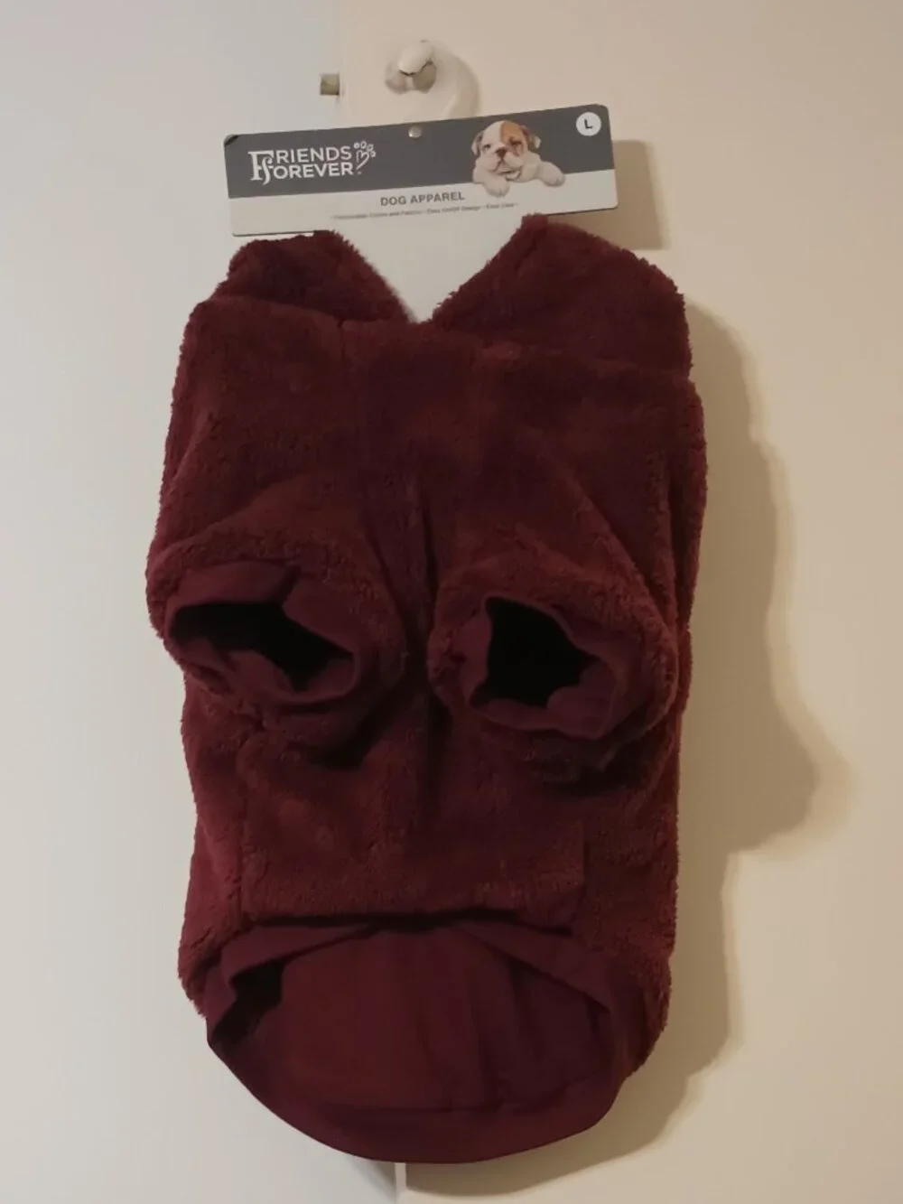 NWT~ Friends Forever Soft Pet Maroon Colored Hoodie w/ Bone Design (Size: Large)